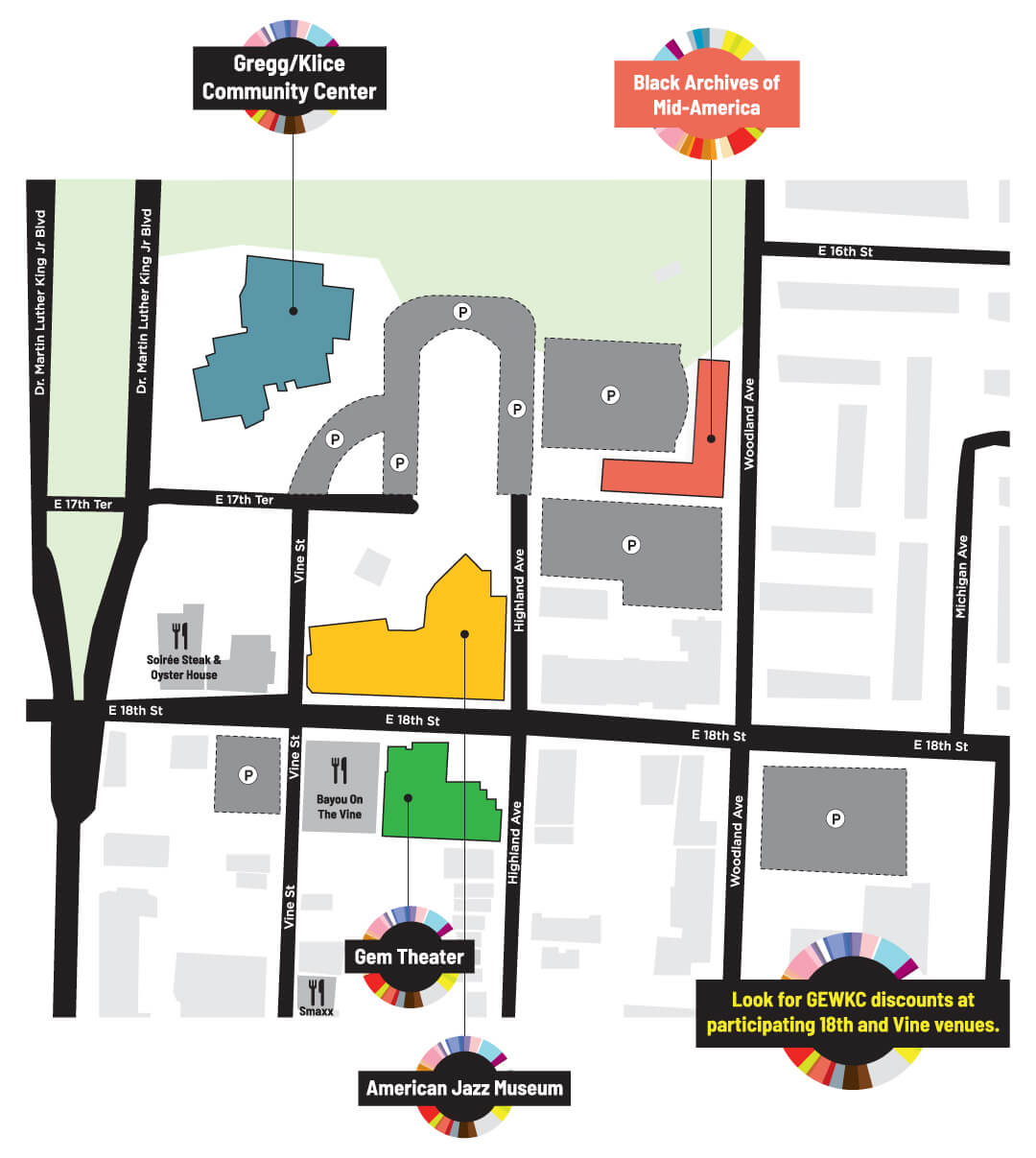 A Map of GEWKC 2019 in Kansas City's 18th and Vine District