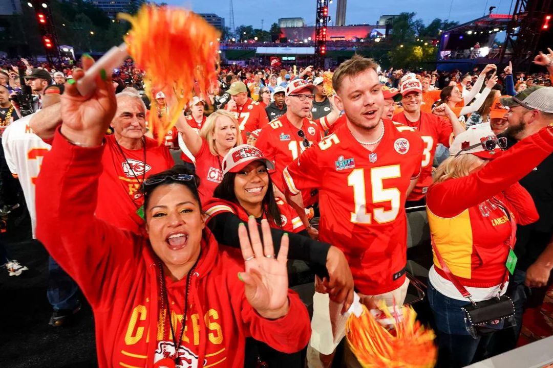 Kansas City Chiefs fans at the 2023 NFL Draft in Kansas City, Missouri