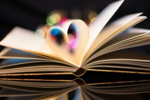 Pages make a heart in a book